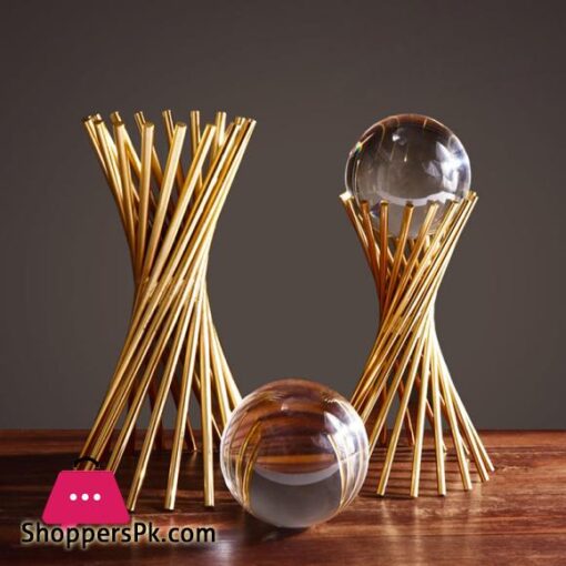Nordic Home Decoration Crystal Glass Ball Ornament Accessories Modern Living Room Wine Cabinet Wedding Golden Luxury Decor CraftFigurines Miniatures