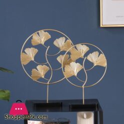 Nordic Iron Art Gold Gingko Leaf Turtle Leaf Ornaments Creative Home Living Room Wine Cabinet Porch Decorationfigurines Miniatures