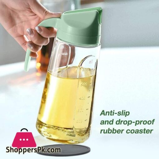 Oil Dispenser Bottle for Kitchen Automatic Flip Cap Cooking Oil Dispenser Bottle Non Drip Spout 25 OZ Glass Oil Bottle with Coasters Suitable for Olive Oil Vinegar Soy Sauce Maple Syrup