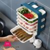 Plastic Plates Set with Wall Mounted Holder Space Saving Kitchen Food Storage Organizer Stackable Cooking Dishes Plate - 6 Pcs