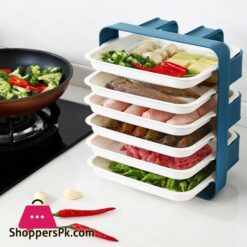 Plastic Plates Set With Wall Mounted Holder Space Saving Kitchen Food Storage Organizer Stackable Cooking Dishes Plate - 6 Pcs