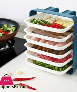 Plastic Plates Set With Wall Mounted Holder Space Saving Kitchen Food Storage Organizer Stackable Cooking Dishes Plate - 6 Pcs - Image 2