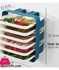 Plastic Plates Set With Wall Mounted Holder Space Saving Kitchen Food Storage Organizer Stackable Cooking Dishes Plate - 6 Pcs - Image 4
