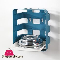 Plastic Plates Set With Wall Mounted Holder Space Saving Kitchen Food Storage Organizer Stackable Cooking Dishes Plate - 6 Pcs