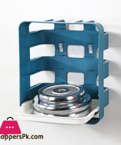 Plastic Plates Set With Wall Mounted Holder Space Saving Kitchen Food Storage Organizer Stackable Cooking Dishes Plate - 6 Pcs - Image 5