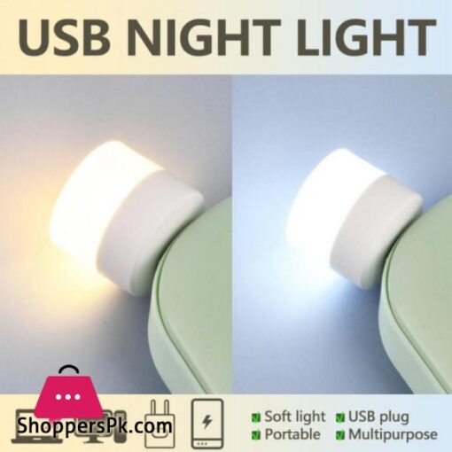 2PCS Portable Mini USB Night Light LED Lamp Small Round Lamp Computer Mobile Power Light Night Light Desk Light Reading LightLED Night Lights