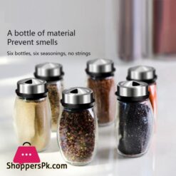 Rotating Cruet Condiment Seasoning Jars Set For Spices Pepper Sprays Bottles Salt Shakers Holder Kitchen Storage Rack Organizer