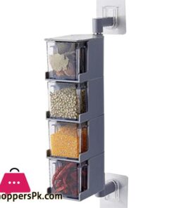 Rotating Wall Seasoning Jar Box Salt Sugar Spices Storage Hang Condiment Shelf Closet Clothes Glass Mug Shelf HangerRacks Holders