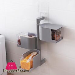 Rotating Wall Seasoning Jar Box Salt Sugar Spices Storage Hang Condiment Shelf Closet Clothes Glass Mug Shelf Hangerracks Holders