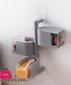 Rotating Seasoning Storage Boxes Spice Jar Condiment Box Spices Storage Wall Hanging Kitchen Organizer Kitchen Accessories 6 Rotating Wall Seasoning Jar Box Salt Sugar Spices Storage Hang Condiment Shelf Closet Clothes Glass Mug Shelf Hangerracks Holders