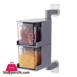 Rotating Wall Seasoning Jar Box Salt Sugar Spices Storage Hang Condiment Shelf Closet Clothes Glass Mug Shelf Hangerracks Holders
