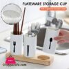 Chopsticks Drain Rack Desktop Tableware Storage Rack Spoons Knife Storage Box Wooden Table Cutlery Container Kitchen OrganizerRacks Holders