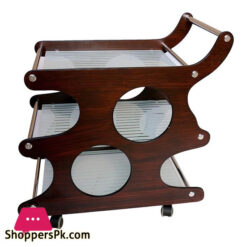 Tea trolley-Three shelf - small circle design- Dark Brown- Wooden
