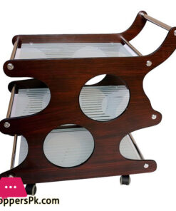 Tea trolley-Three shelf - small circle design- Dark Brown- Wooden