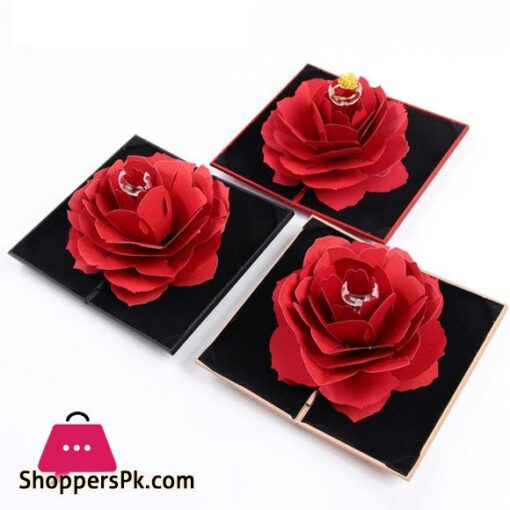 Unique Pops Up Rose Wedding Engagement Rings Box Surprise Jewelry Storage Holder Valentines day Best Gift Boxes For Women RingsJewelry Packaging Display