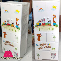 Phoenix Happy Wild Safari Wardrobe Hanging With 4 Drawer Jumbo 7 Layer