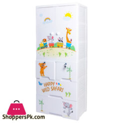 Phoenix Happy Wild Safari Wardrobe Hanging With 4 Drawer Jumbo 7 Layer