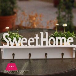 Wooden Wall Mount Rack Diy Sweet Home Storage Shelf Hooks Bedroom Hanger Holder