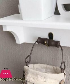 Wooden Wall Mount Rack Diy Sweet Home Storage Shelf Hooks Bedroom Hanger Holder