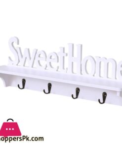 Wooden Wall Mount Rack Diy Sweet Home Storage Shelf Hooks Bedroom Hanger Holder