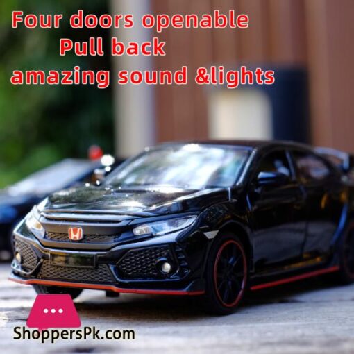 1:32 Scale HONDA CIVIC Type R Toy Car Alloy Diecast Metal Car Model Miniature With Sound Light Car For Children