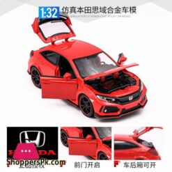 1:32 Scale Honda Civic Type R Toy Car Alloy Diecast Metal Car Model Miniature With Sound Light Car For Children