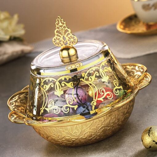 Osena Sugar Bowl with Glass Lid Golden - 171-I-K-18