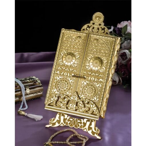 Osena Pewter Metal Quran Holder Golden Turkey Made - 174-K-18