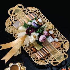 Osena Eksen Pewter Metal Rectangular Serving Tray 28cmX46cm Golden Turkey Made 208-6-18