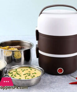 220V Electric Heating Lunch Box Stainless Steel 2L Large Thermal Food Container Warmer Mini Rice Cooker Work Home Lunchbox Set