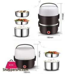 220V Electric Heating Lunch Box Stainless Steel 2L Large Thermal Food Container Warmer Mini Rice Cooker Work Home Lunchbox Setlunch Boxes