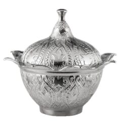 Osena Pewter Metal Mini Star Round Sugar Bowl Silver Turkey Made - 240-11