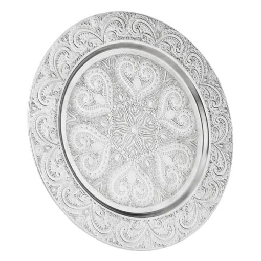 Osena Brass Metal Service Plate 6 Pieces Silver Turkey Made - 244-K-11