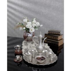 Osena Pewter Metal Big Size Payitaht Zamzam Kawa Set Silver Turkey Made - 271-K-11