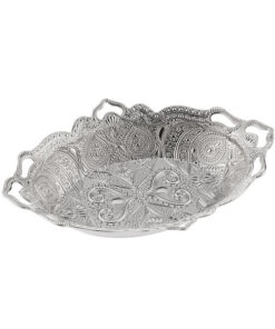 Osena Pewter Metal Payitaht Oval Dlight Pot Handle Silver Turkey Made - 273-11