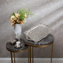 Osena Motf Pewter Metal Rectangle Serving Tray For 4 Person Turkey Made Silver -  291-4-11