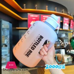 2Liter Sport Bottle Sports Kettle Space Cup Transparent Large Capacity 2000 Ml Water Cup Plastic Outdoor Fitness Practical Long Haul