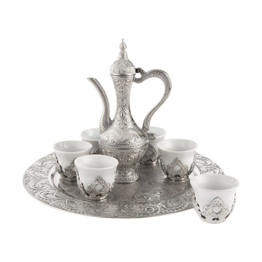Osena Payitaht Brass Porcelain Zamzam Kawa Set Silver - 316-K-11