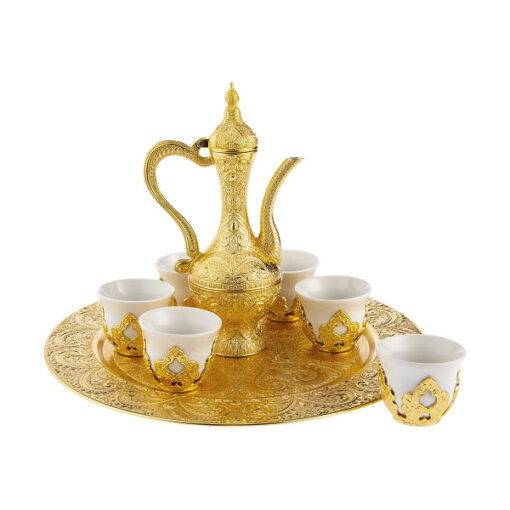 Osena Payitaht Brass Porcelain Zamzam Kawa Set Golden - 316-K-18