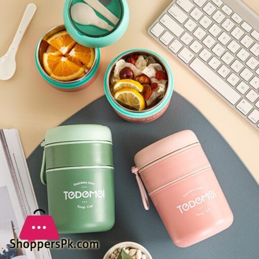 316 Stainless Steel Insulated Lunch Box Barrel Double layer Japanese Soup Cup Sealed Breakfast Cup with Lid Spoon Student