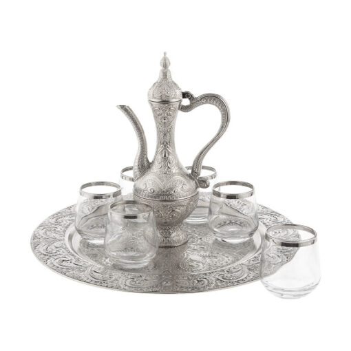 Osena Payitaht Brass Porcelain Zamzam Kawa Set Silver - 317-K-11
