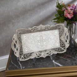 ARYA RECTANGULAR TRAY FOR 2 SILVER 346-2-11