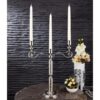 Osena Burma Pewter Metal 3 Arm Candlestick Candle Holder Silver Turkey Made - 348-K-3-01