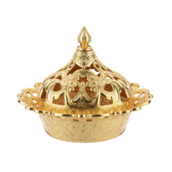 Osena Motif Round Delight Pewter Metal Serving Pot Turkey Made Golden - 356-18