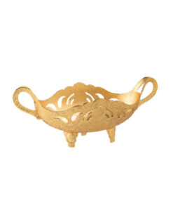 Osena Foted Gondola Pewter Metal  Decorative Bowl Turkey Made Golden - 362-18