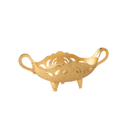 Osena Foted Gondola Pewter Metal Decorative Bowl Turkey Made Golden - 362-18