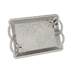Osena Yaprak Presentation Pewter Metal Serving Tray Turkey Made Silver - 367-1-11