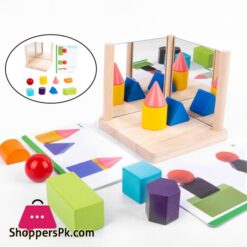 8X Mirror Blocks Mirror Frame Puzzle Preschool Early Educational Learning Development Sorter Interactive Motor Skill Toyswooden Blocks