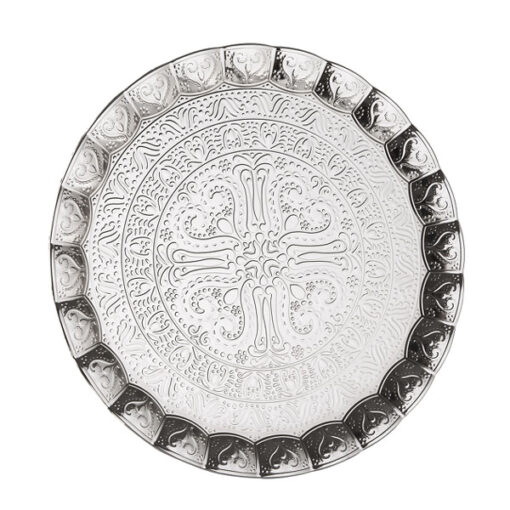 Osena Payitaht Sheet Pewter Metal Silver Serving Tray Turkey Made Diameter Ø35CM - 95-266-6-11