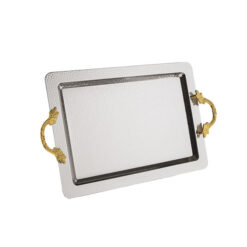 Osena Damla Pewter Metal Rectangular Silver Tray Made 44X25CM - 95-323-K-4-11